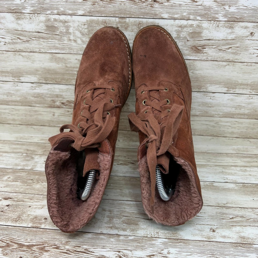 UGG Australia Sofia Cinnamon Suede Leather Lace-Up Boots Women's 8.5 - Picture 5 of 8